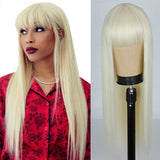 Long Straight Wine Red Wig With Bangs Synthetic Hair Wigs Bang With Wig For Women Wine Red Heat Resistant Wigs