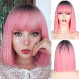 Long Straight Wine Red Wig With Bangs Synthetic Hair Wigs Bang With Wig For Women Wine Red Heat Resistant Wigs
