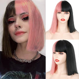 Long Straight Wine Red Wig With Bangs Synthetic Hair Wigs Bang With Wig For Women Wine Red Heat Resistant Wigs