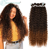 Kinky Curly Hair Bundles Synthetic Hair Extensions Blonde Two Tone Color Hair Weave Bundles 3bundle/100g For Women Free Shipping
