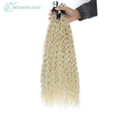 Kinky Curly Hair Bundles Synthetic Hair Extensions Blonde Two Tone Color Hair Weave Bundles 3bundle/100g For Women Free Shipping