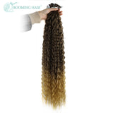 Kinky Curly Hair Bundles Synthetic Hair Extensions Blonde Two Tone Color Hair Weave Bundles 3bundle/100g For Women Free Shipping