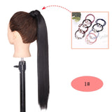 NICESY Black Long Straight Ponytail Hair Synthetic Extensions Heat Resistant Hair 22Inch Wrap Around Pony Hairpiece