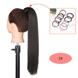 NICESY Black Long Straight Ponytail Hair Synthetic Extensions Heat Resistant Hair 22Inch Wrap Around Pony Hairpiece