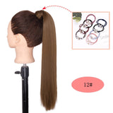 NICESY Black Long Straight Ponytail Hair Synthetic Extensions Heat Resistant Hair 22Inch Wrap Around Pony Hairpiece