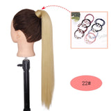 NICESY Black Long Straight Ponytail Hair Synthetic Extensions Heat Resistant Hair 22Inch Wrap Around Pony Hairpiece