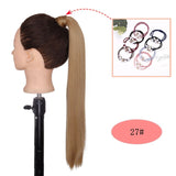 NICESY Black Long Straight Ponytail Hair Synthetic Extensions Heat Resistant Hair 22Inch Wrap Around Pony Hairpiece