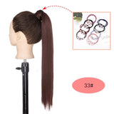 NICESY Black Long Straight Ponytail Hair Synthetic Extensions Heat Resistant Hair 22Inch Wrap Around Pony Hairpiece