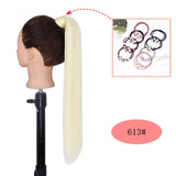 NICESY Black Long Straight Ponytail Hair Synthetic Extensions Heat Resistant Hair 22Inch Wrap Around Pony Hairpiece