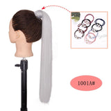 NICESY Black Long Straight Ponytail Hair Synthetic Extensions Heat Resistant Hair 22Inch Wrap Around Pony Hairpiece