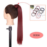 NICESY Black Long Straight Ponytail Hair Synthetic Extensions Heat Resistant Hair 22Inch Wrap Around Pony Hairpiece