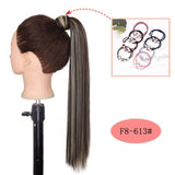 NICESY Black Long Straight Ponytail Hair Synthetic Extensions Heat Resistant Hair 22Inch Wrap Around Pony Hairpiece