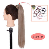 NICESY Black Long Straight Ponytail Hair Synthetic Extensions Heat Resistant Hair 22Inch Wrap Around Pony Hairpiece