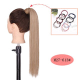 NICESY Black Long Straight Ponytail Hair Synthetic Extensions Heat Resistant Hair 22Inch Wrap Around Pony Hairpiece