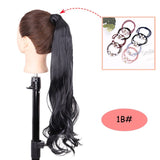 NICESY Black Long Straight Ponytail Hair Synthetic Extensions Heat Resistant Hair 22Inch Wrap Around Pony Hairpiece