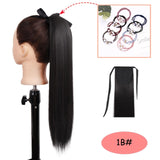 NICESY Black Long Straight Ponytail Hair Synthetic Extensions Heat Resistant Hair 22Inch Wrap Around Pony Hairpiece