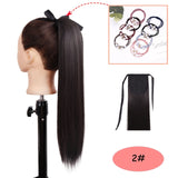 NICESY Black Long Straight Ponytail Hair Synthetic Extensions Heat Resistant Hair 22Inch Wrap Around Pony Hairpiece