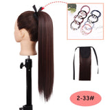 NICESY Black Long Straight Ponytail Hair Synthetic Extensions Heat Resistant Hair 22Inch Wrap Around Pony Hairpiece