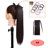 NICESY Black Long Straight Ponytail Hair Synthetic Extensions Heat Resistant Hair 22Inch Wrap Around Pony Hairpiece