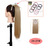 NICESY Black Long Straight Ponytail Hair Synthetic Extensions Heat Resistant Hair 22Inch Wrap Around Pony Hairpiece