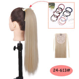 NICESY Black Long Straight Ponytail Hair Synthetic Extensions Heat Resistant Hair 22Inch Wrap Around Pony Hairpiece