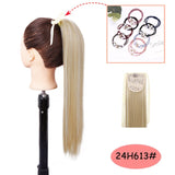 NICESY Black Long Straight Ponytail Hair Synthetic Extensions Heat Resistant Hair 22Inch Wrap Around Pony Hairpiece