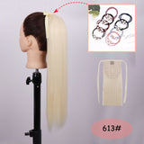 NICESY Black Long Straight Ponytail Hair Synthetic Extensions Heat Resistant Hair 22Inch Wrap Around Pony Hairpiece