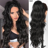 AISI BEAUTY Long Body Wave Ponytail Extension Synthetic Drawstring Ponytail Clip in Hair Extensions for Women Black Blonde Red