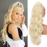 AISI BEAUTY Long Body Wave Ponytail Extension Synthetic Drawstring Ponytail Clip in Hair Extensions for Women Black Blonde Red