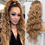 AISI BEAUTY Long Body Wave Ponytail Extension Synthetic Drawstring Ponytail Clip in Hair Extensions for Women Black Blonde Red