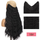 Long Wavy Culry U-Shaped Half Wig for Women 24" Natural Female Long Black Brown Wigs Heat Resistant Synthetic Fake Hair