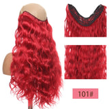Long Wavy Culry U-Shaped Half Wig for Women 24" Natural Female Long Black Brown Wigs Heat Resistant Synthetic Fake Hair
