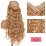 Long Wavy Culry U-Shaped Half Wig for Women 24" Natural Female Long Black Brown Wigs Heat Resistant Synthetic Fake Hair