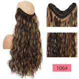 Long Wavy Culry U-Shaped Half Wig for Women 24" Natural Female Long Black Brown Wigs Heat Resistant Synthetic Fake Hair