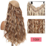Long Wavy Culry U-Shaped Half Wig for Women 24" Natural Female Long Black Brown Wigs Heat Resistant Synthetic Fake Hair