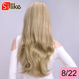 Silike 24 Inch Wavy 3/4 Half Wig Long Synthetic Hair Extensions Ombre Blonde Capless Wigs Hair Clips Extension For Women 210g