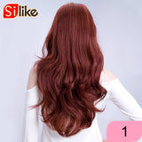 Silike 24 Inch Wavy 3/4 Half Wig Long Synthetic Hair Extensions Ombre Blonde Capless Wigs Hair Clips Extension For Women 210g