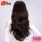 Silike 24 Inch Wavy 3/4 Half Wig Long Synthetic Hair Extensions Ombre Blonde Capless Wigs Hair Clips Extension For Women 210g