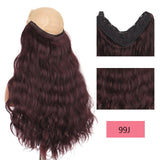 Long Wavy Culry U-Shaped Half Wig for Women 24" Natural Female Long Black Brown Wigs Heat Resistant Synthetic Fake Hair