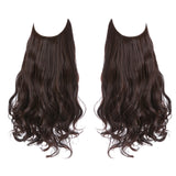 Synthetic NO Clip In Halo Hair Extensions Natural Wave Fake Hair Piece 14" 16" 18" Blonde Black Brown Curly False Hair Hairpiece