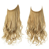 Synthetic NO Clip In Halo Hair Extensions Natural Wave Fake Hair Piece 14" 16" 18" Blonde Black Brown Curly False Hair Hairpiece