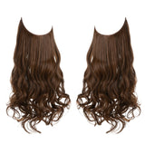 Synthetic NO Clip In Halo Hair Extensions Natural Wave Fake Hair Piece 14" 16" 18" Blonde Black Brown Curly False Hair Hairpiece