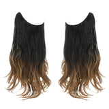 Synthetic NO Clip In Halo Hair Extensions Natural Wave Fake Hair Piece 14" 16" 18" Blonde Black Brown Curly False Hair Hairpiece