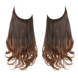 Synthetic NO Clip In Halo Hair Extensions Natural Wave Fake Hair Piece 14" 16" 18" Blonde Black Brown Curly False Hair Hairpiece