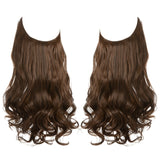 Synthetic NO Clip In Halo Hair Extensions Natural Wave Fake Hair Piece 14" 16" 18" Blonde Black Brown Curly False Hair Hairpiece