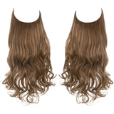 Synthetic NO Clip In Halo Hair Extensions Natural Wave Fake Hair Piece 14" 16" 18" Blonde Black Brown Curly False Hair Hairpiece