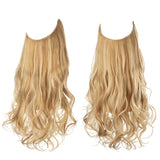 Synthetic NO Clip In Halo Hair Extensions Natural Wave Fake Hair Piece 14" 16" 18" Blonde Black Brown Curly False Hair Hairpiece