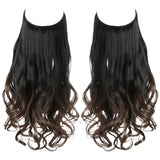 Synthetic NO Clip In Halo Hair Extensions Natural Wave Fake Hair Piece 14" 16" 18" Blonde Black Brown Curly False Hair Hairpiece