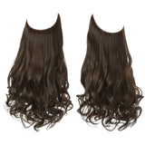 Synthetic NO Clip In Halo Hair Extensions Natural Wave Fake Hair Piece 14" 16" 18" Blonde Black Brown Curly False Hair Hairpiece