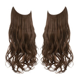 Synthetic NO Clip In Halo Hair Extensions Natural Wave Fake Hair Piece 14" 16" 18" Blonde Black Brown Curly False Hair Hairpiece